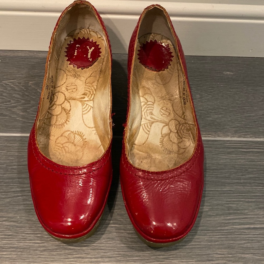 Fly London red wedge shoes